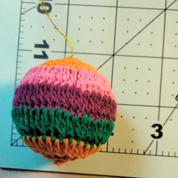Handmade Multicolor Crochet Ornament Hacky Sack Ball Christmas Tree Decoration - Picture 2 of 3